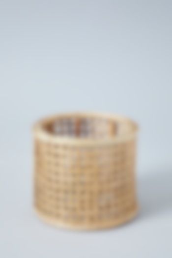 Beige Natural Rattan & Cane Handmade Planter Pot by SYMETTRY