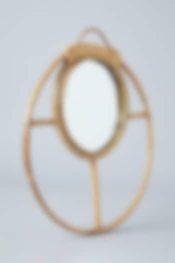 Beige Natural Rattan & Cane Handcrafted Austere Wall Mirror by SYMETTRY