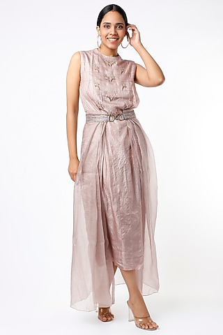 Light Mauve Hand-Pintucked Dress by Synonym