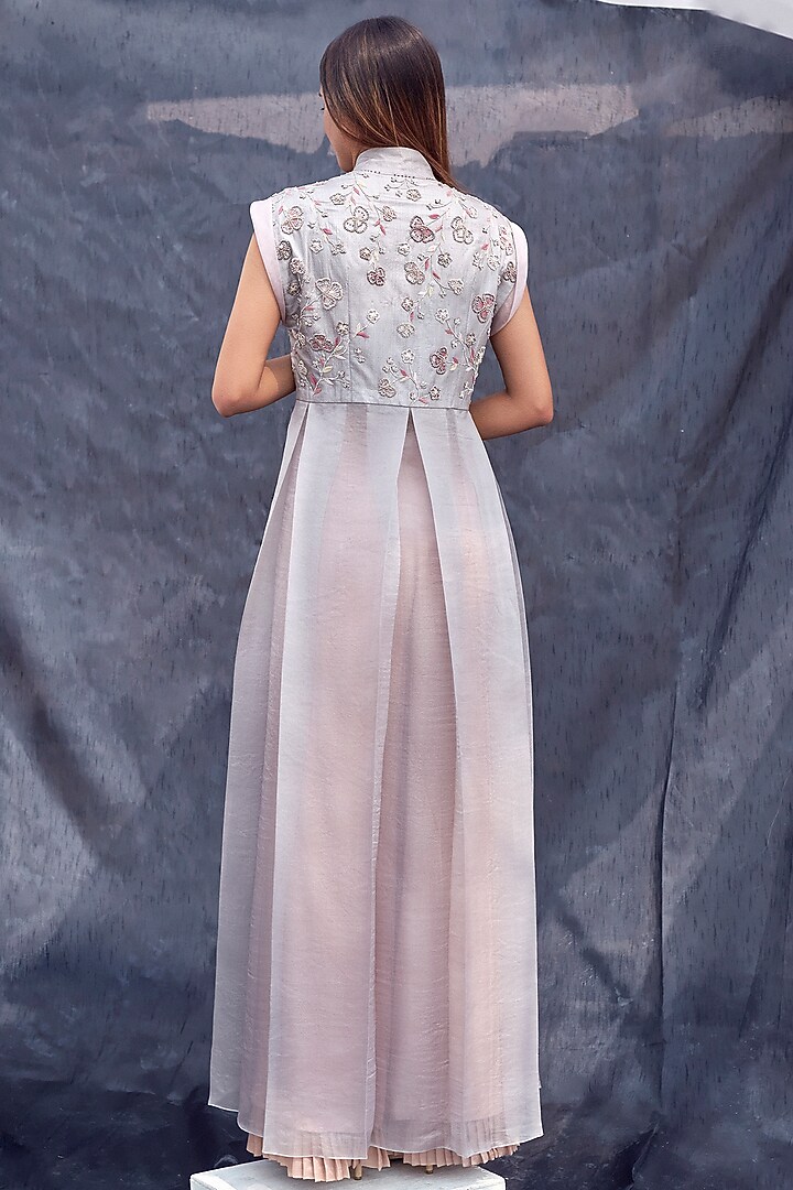 Grey Embroidered Jacket Set by Synonym at Pernia's Pop Up Shop
