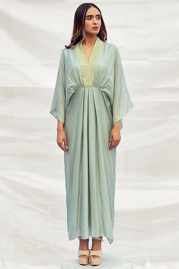 Sea Green Embroidered Dress by Synonym