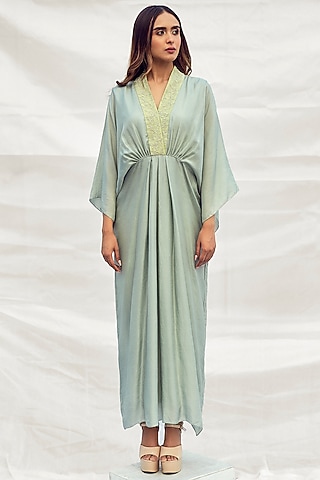 Sea Green Embroidered Dress by Synonym