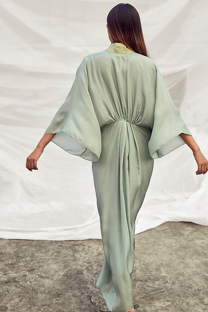 Sea Green Embroidered Summer Dress by Synonym at Pernia's Pop Up Shop
