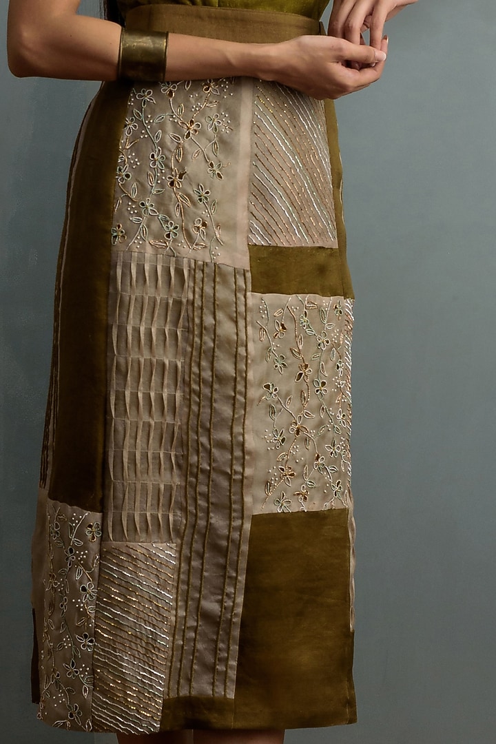 Olive Green Embroidered Vacation Dress by Synonym at Pernia's Pop Up Shop