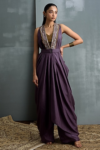 Purple Sage Habutai Silk Pant Set by Synonym