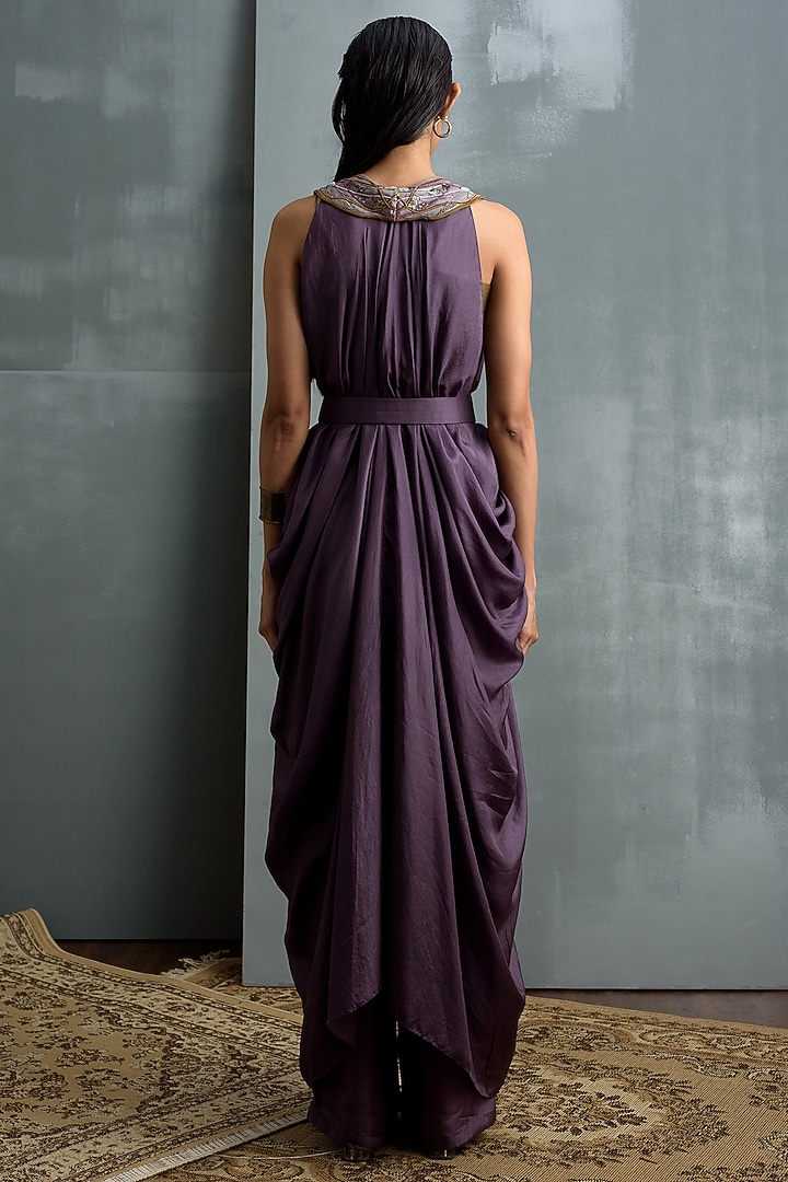 Purple Sage Habutai Silk Pant Set Design by Synonym at Pernia's Pop Up