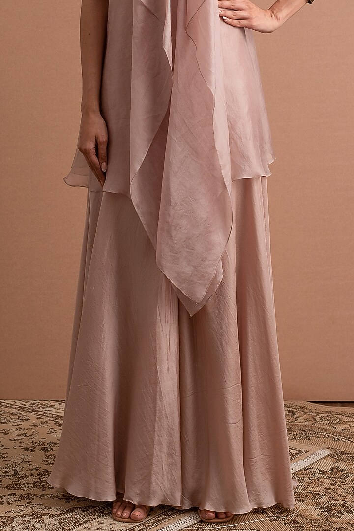 Blush Peach Habutai Silk Pant Set by Synonym at Pernia's Pop Up Shop