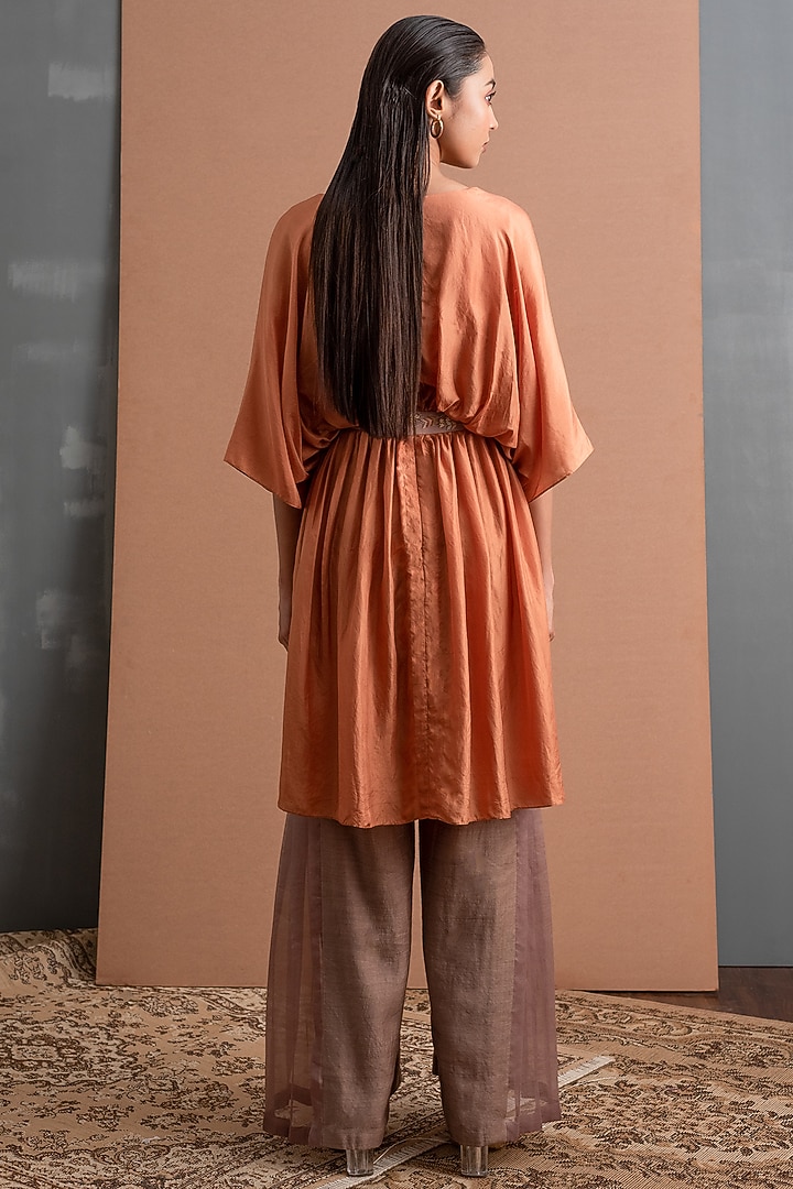 Brown Muga Silk Pant Set by Synonym at Pernia's Pop Up Shop