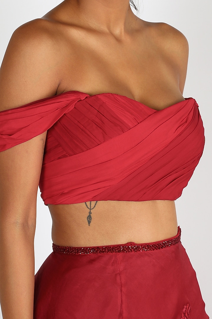 Maroon Ruched Blouse by SHRIYA SOM at Pernia's Pop Up Shop