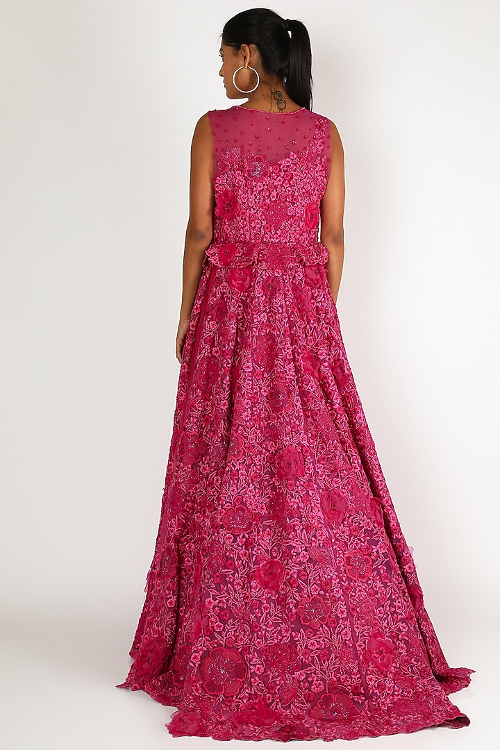 Fuchsia Tulle Skirt Set by SHRIYA SOM at Pernia's Pop Up Shop