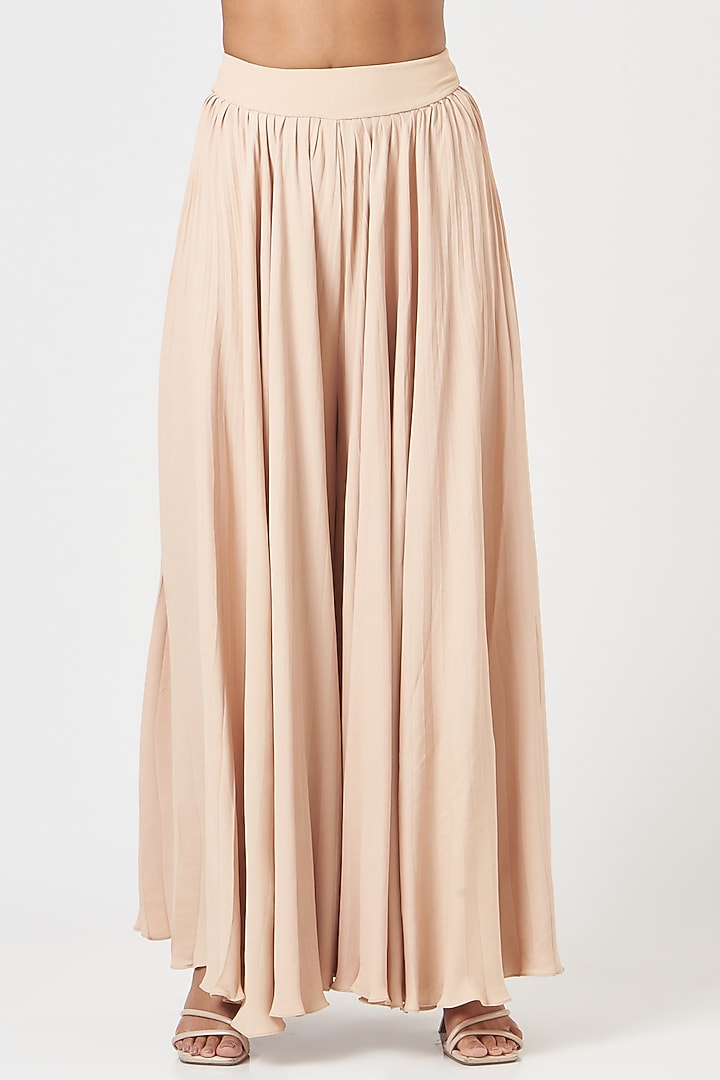 Beige Embroidered Sparrow-Tail Long Jacket Set by SHRIYA SOM at Pernia's Pop Up Shop