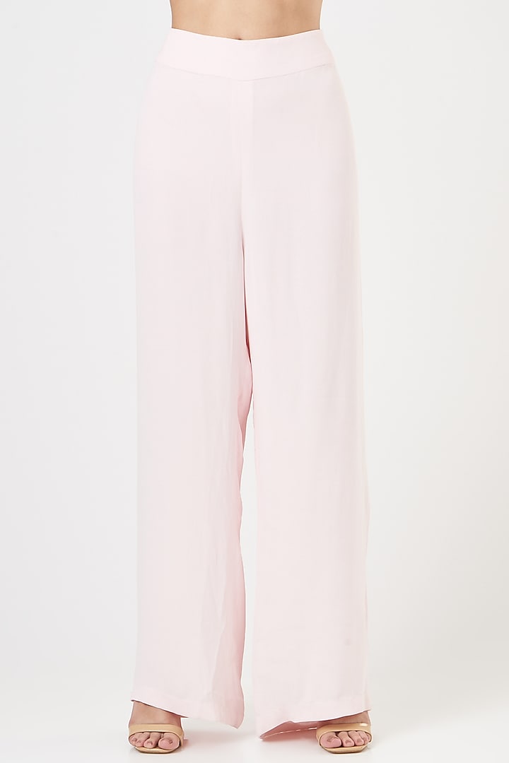 Blush Pink Embroidered Long Jacket Set by SHRIYA SOM at Pernia's Pop Up Shop