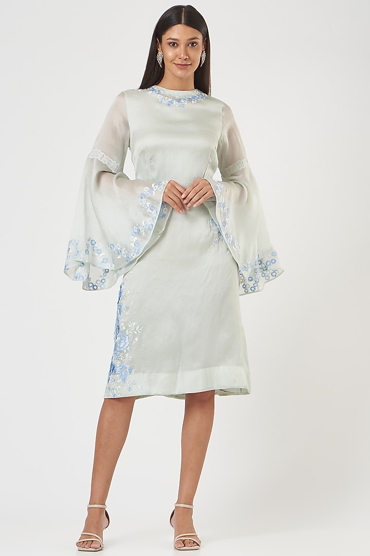 Mint Floral Embroidered Dress by SHRIYA SOM