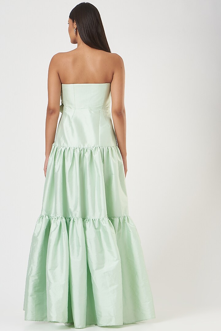 Mint Three-Tiered Party Wear Dress by SHRIYA SOM at Pernia's Pop Up Shop
