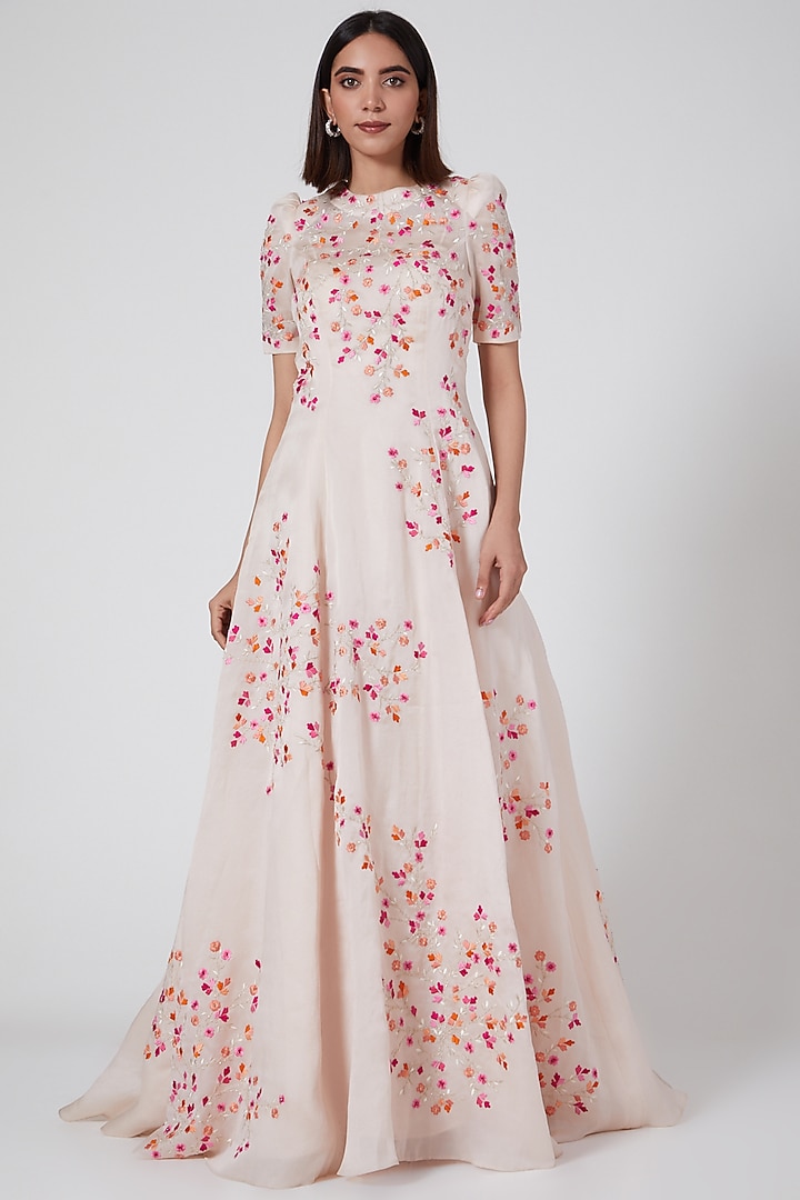 Blush Pink Floral Bridal Gown by SHRIYA SOM at Pernia's Pop Up Shop