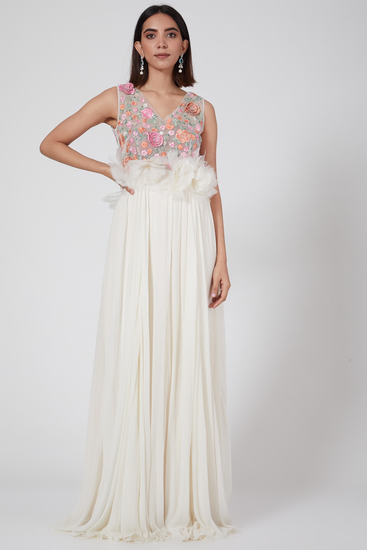 Buy Crystal Cowl Style Latest Indo Western Gown at Blush Pink Clothing