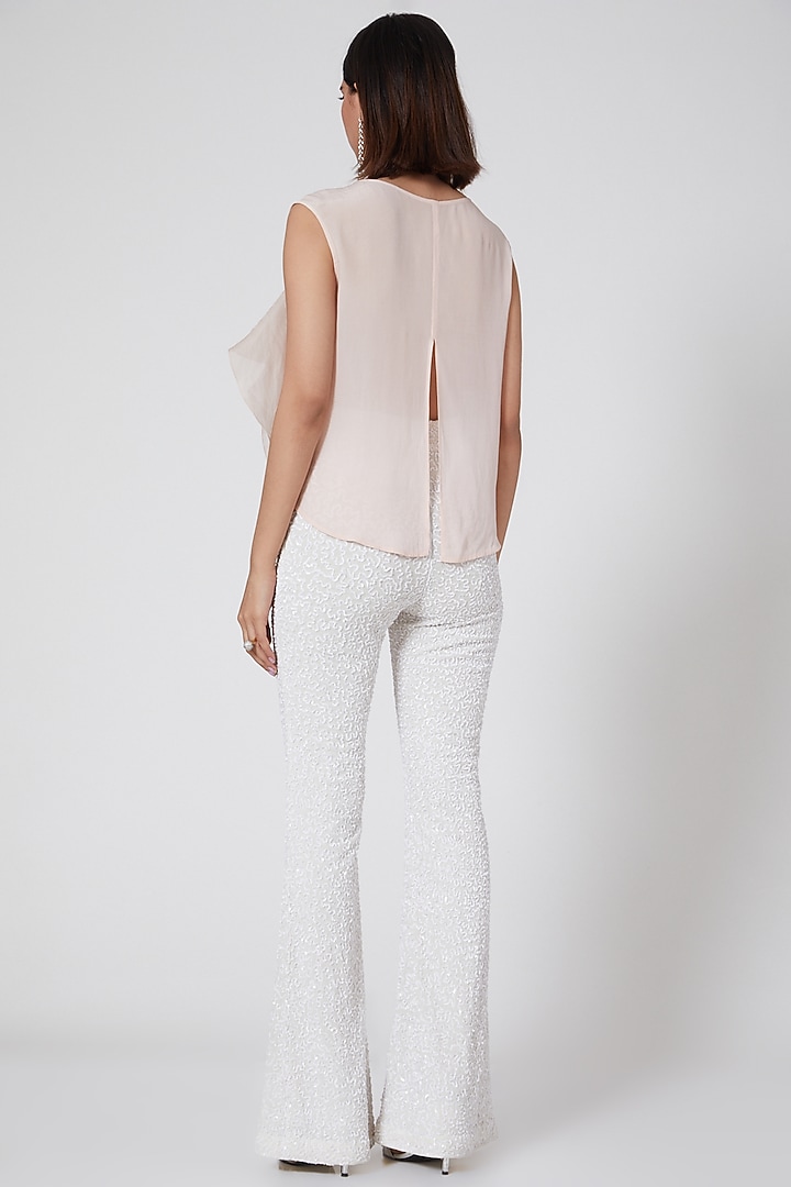 White Tulle Bell Bottom Pant by SHRIYA SOM at Pernia's Pop Up Shop