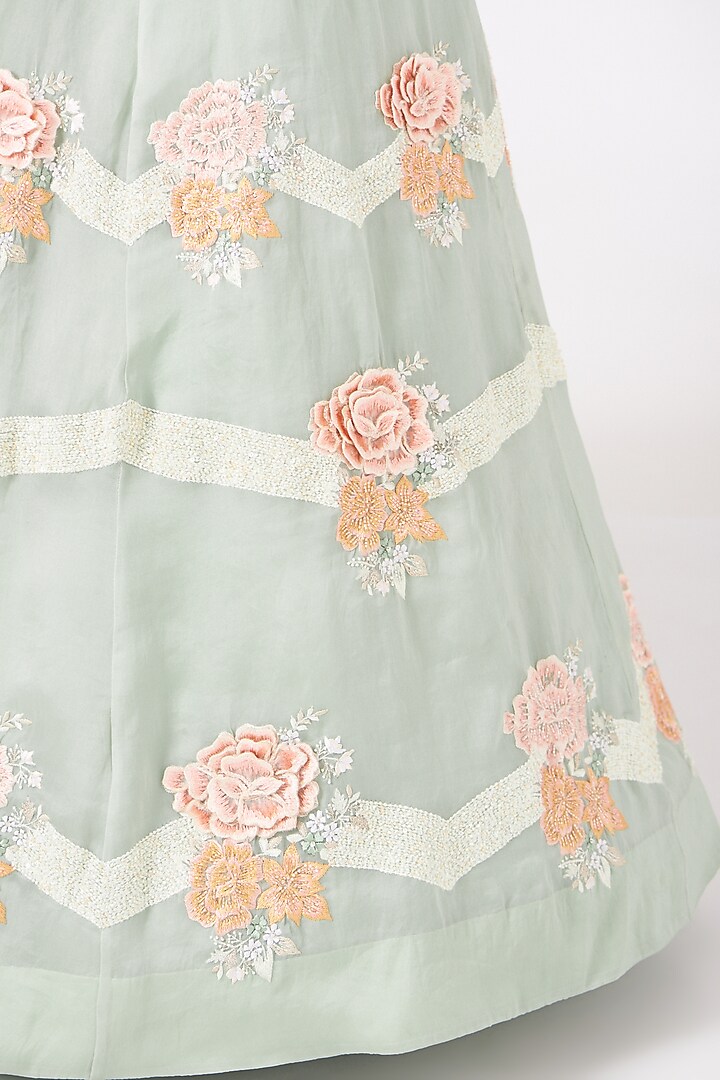 Mint Green Blouse With Fringes by SHRIYA SOM at Pernia's Pop Up Shop