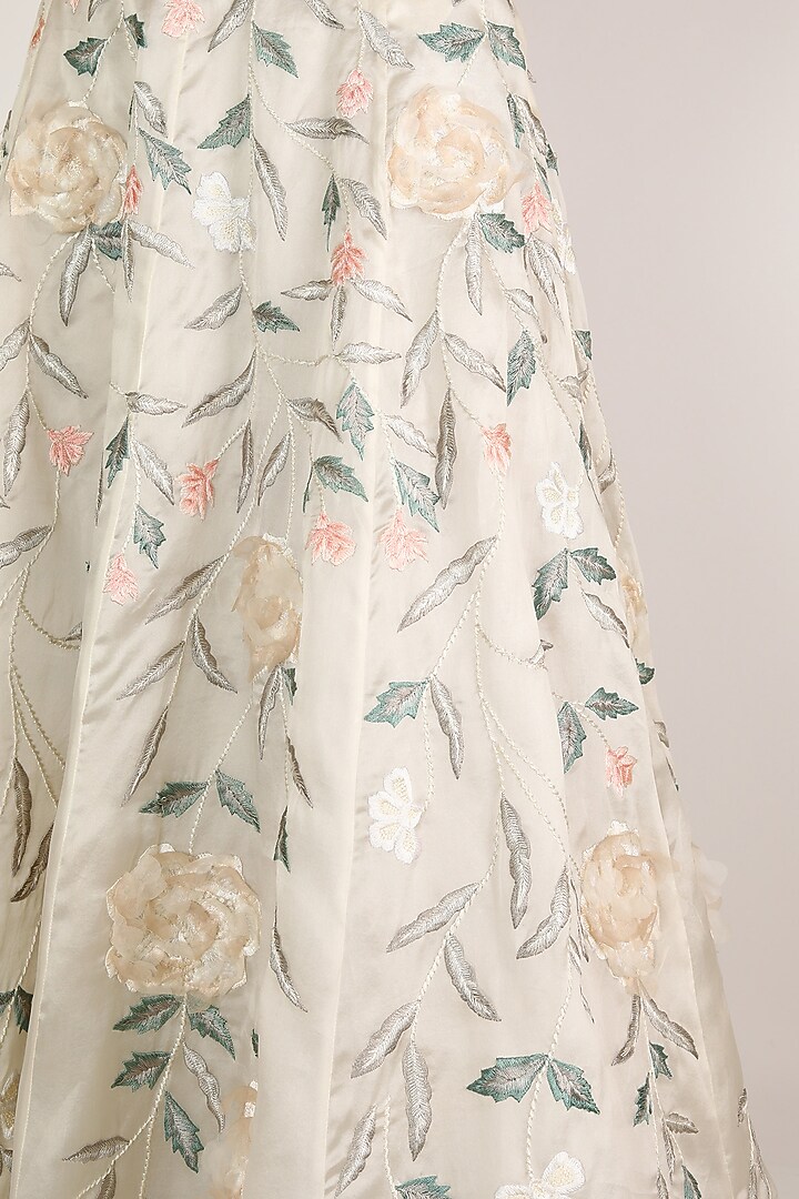 Ivory & Pastel Floral Embroidered Skirt by SHRIYA SOM at Pernia's Pop Up Shop