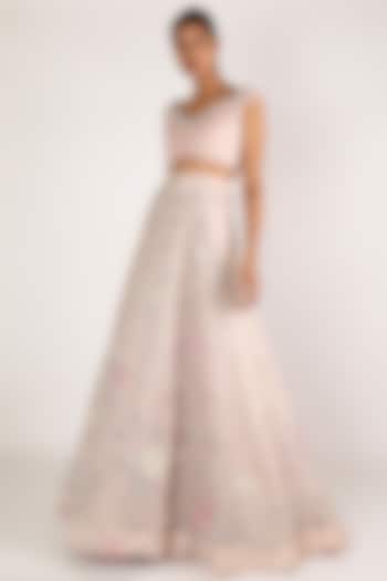 Blush Pink Butterfly Layered Blouse by SHRIYA SOM at Pernia's Pop Up Shop