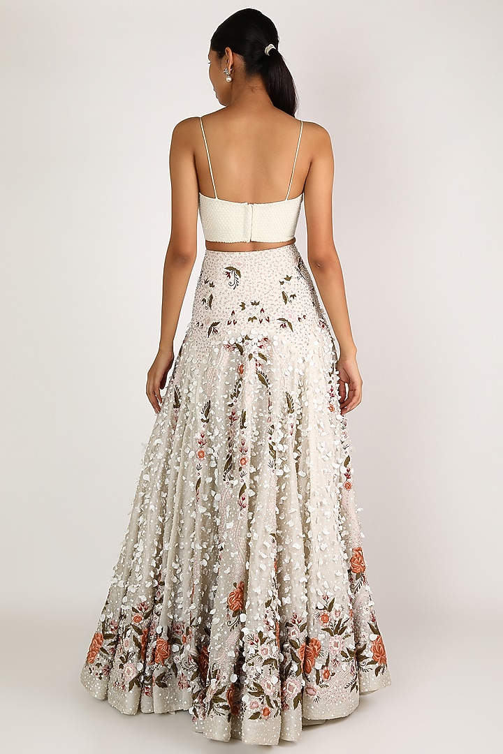 White Fit & Flare Embroidered Skirt by SHRIYA SOM at Pernia's Pop Up Shop