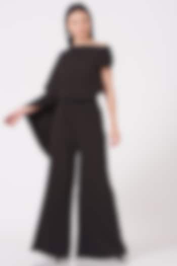 Black Floral Embroidered Jumpsuit by SHRIYA SOM at Pernia's Pop Up Shop