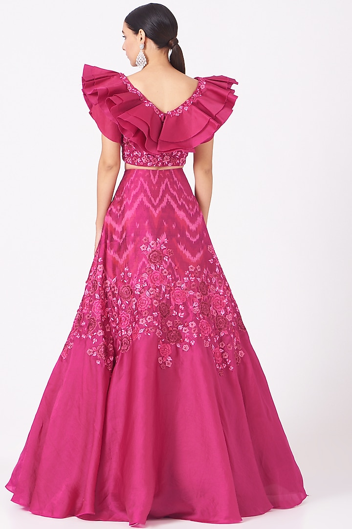 Fuchsia Floral Embroidered Blouse by SHRIYA SOM at Pernia's Pop Up Shop