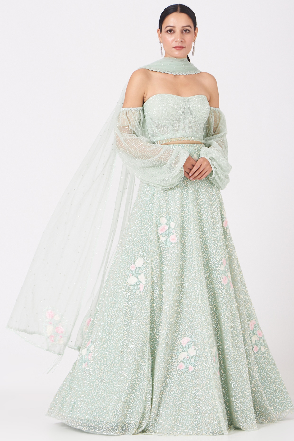 トップス Ballerina\" fairy tulle bustier (mint) Mint Green Corset Embroided Lace Dress | SilkFred