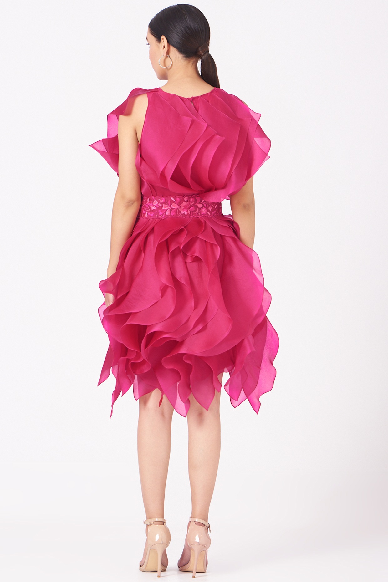 Fuchsia Two Toned Ruffle Dress Design 