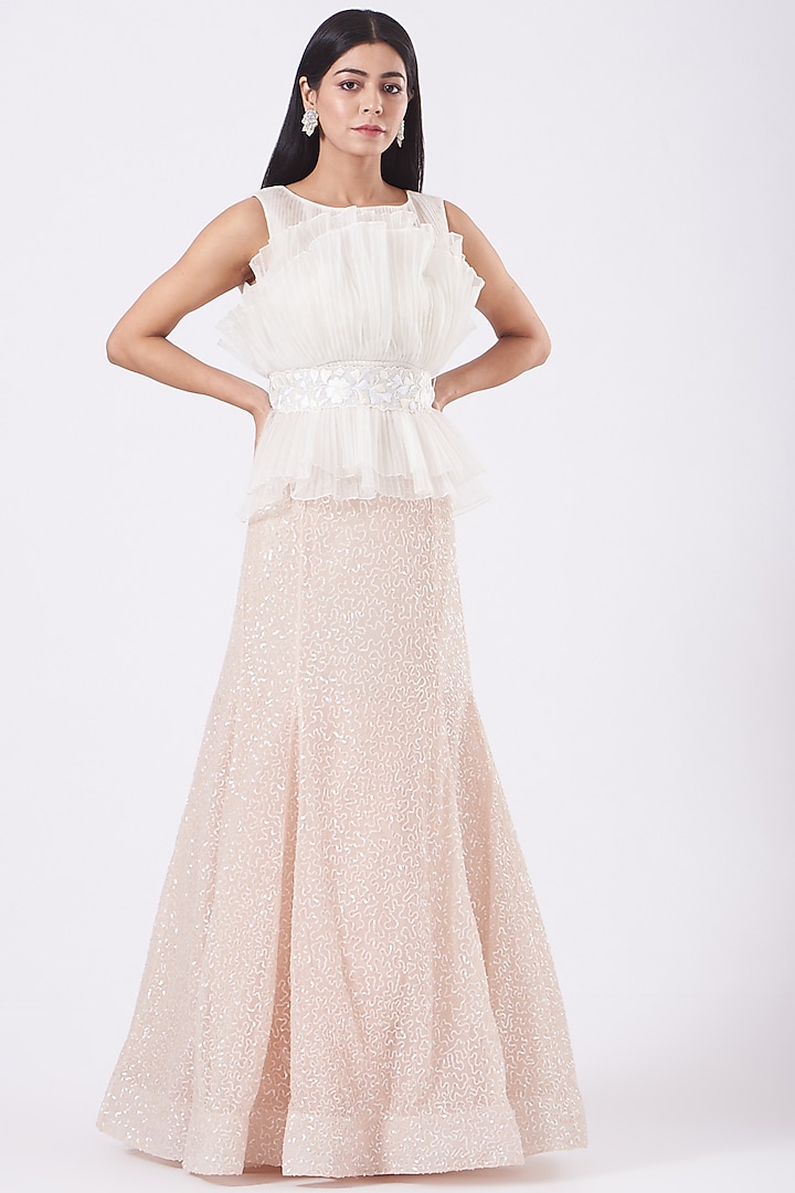 Blush Pink Fishtail Skirt by SHRIYA SOM at Pernia's Pop Up Shop