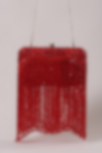 Red Beaded Clutch With Metallic Chain by SHRIYA SOM at Pernia's Pop Up Shop