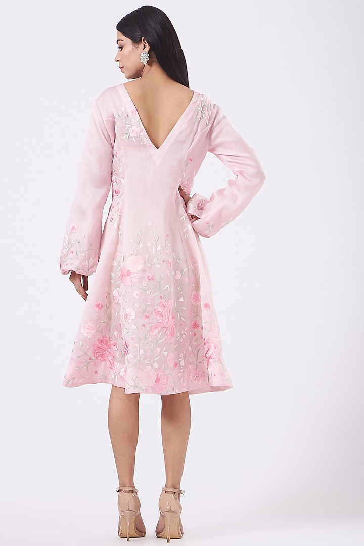 Blush Pink Embroidered Cocktail Dress by SHRIYA SOM at Pernia's Pop Up Shop