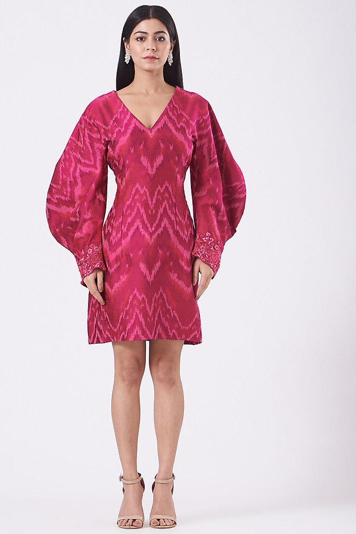 Fuchsia Silk Ikat Dress by SHRIYA SOM