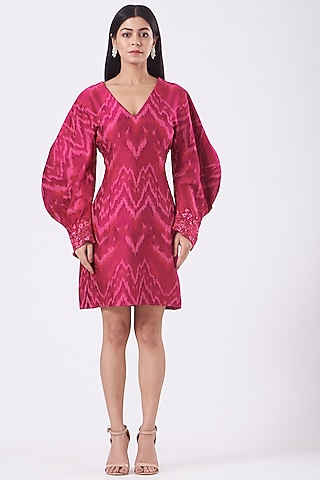 Fuchsia Silk Ikat Dress by SHRIYA SOM