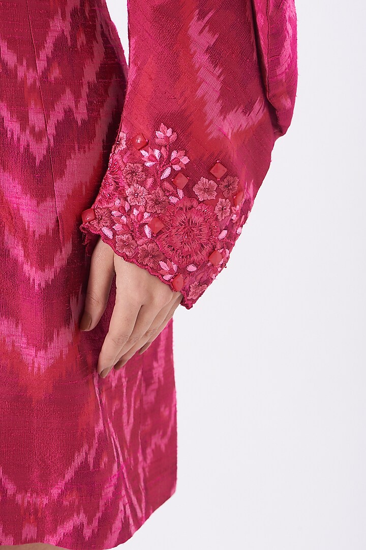 Fuchsia Silk Ikat Party Wear Dress by SHRIYA SOM at Pernia's Pop Up Shop