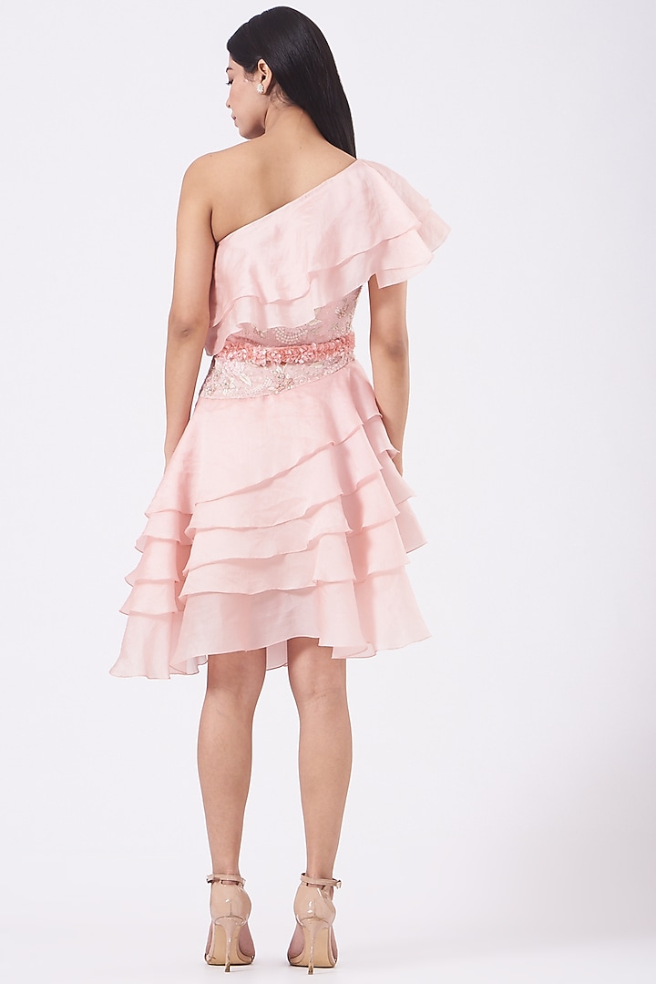 Blush Pink One-Shoulder Party Wear Dress by SHRIYA SOM at Pernia's Pop Up Shop