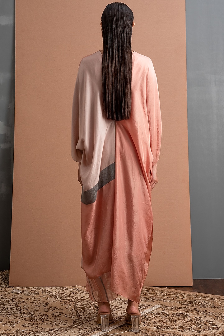 Peach Color Blocked Kaftan Summer Dress by Synonym at Pernia's Pop Up Shop