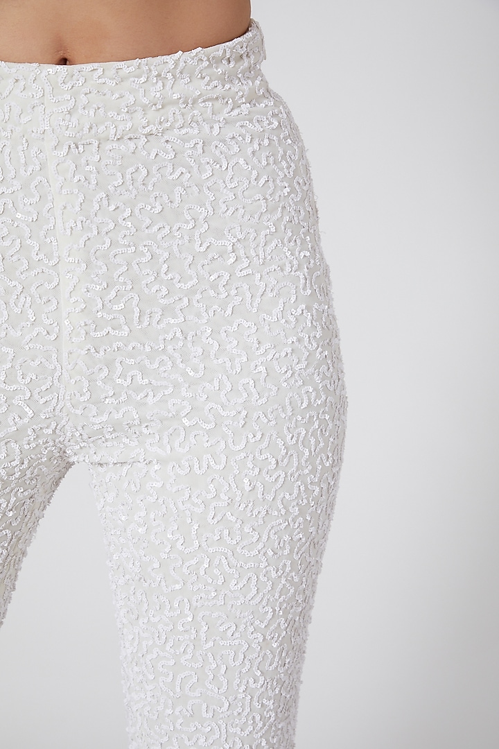 White Tulle Bell Bottom Pant by SHRIYA SOM at Pernia's Pop Up Shop