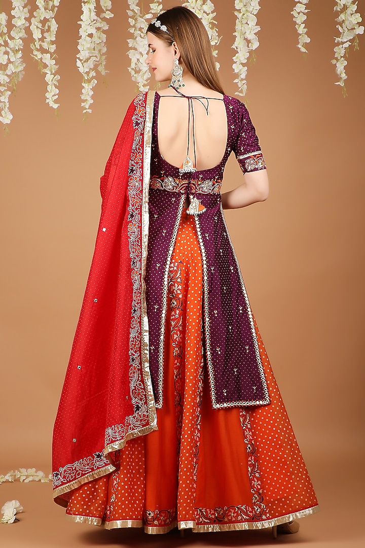 Multi-Coloured Chanderi Wedding Lehenga Set by Taara at Pernia's Pop Up Shop