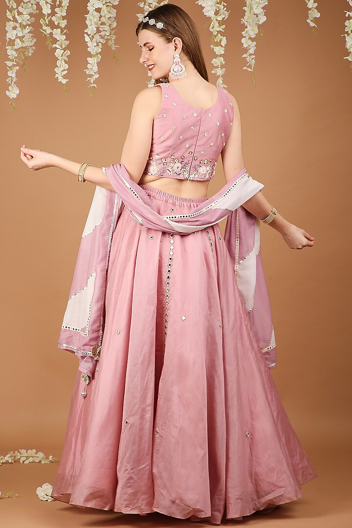 Peach Chanderi Wedding Lehenga Set by Taara at Pernia's Pop Up Shop