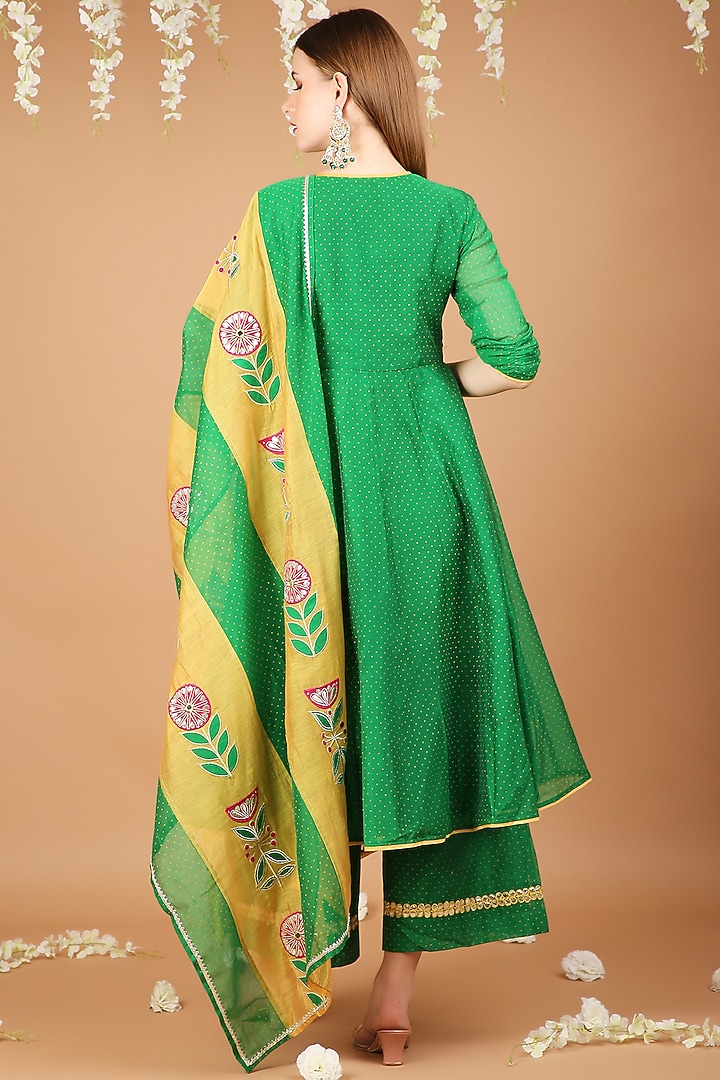 Bottle Green Chanderi Kurta Set by Taara at Pernia's Pop Up Shop