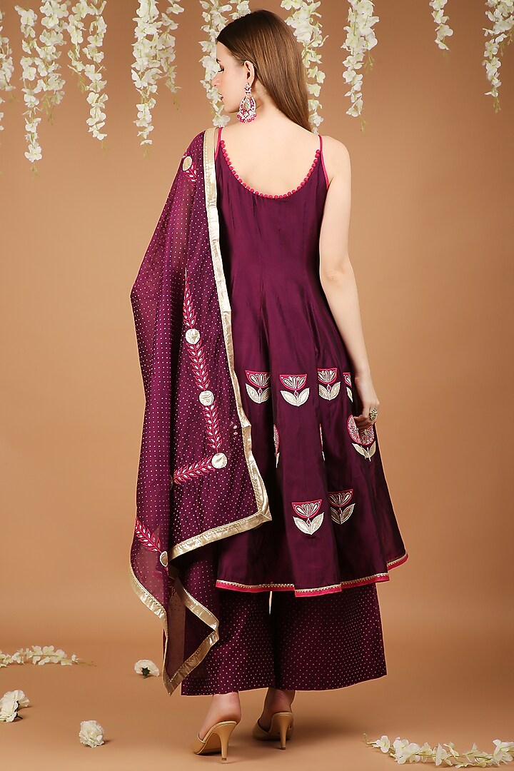 Purple Chanderi Kurta Set by Taara at Pernia's Pop Up Shop