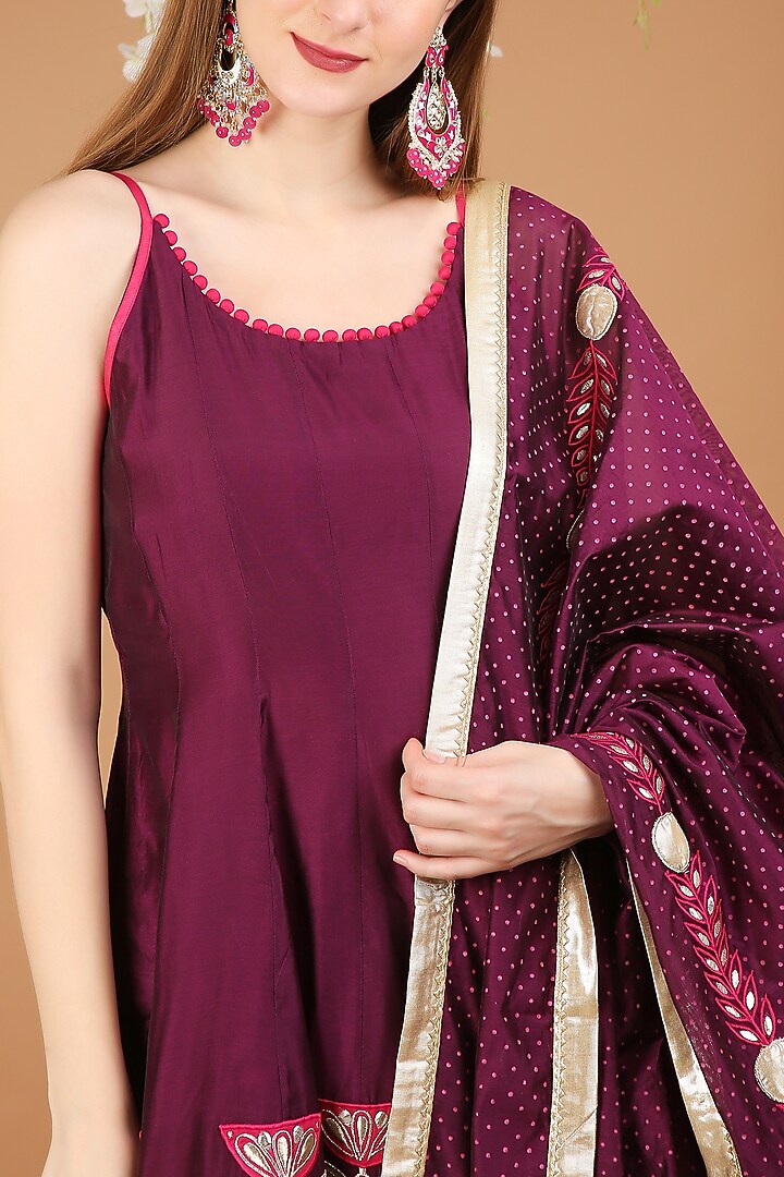 Purple Chanderi Kurta Set by Taara at Pernia's Pop Up Shop