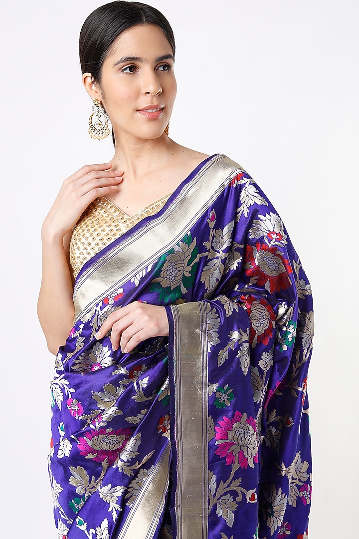 Purple Katan Silk Patola Wedding Saree Set by Taba Kashi By Artika Shah at Pernia's Pop Up Shop
