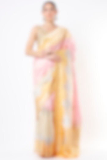 Multi-Colored Rangkat Dyed Saree Set by Taba Kashi By Artika Shah