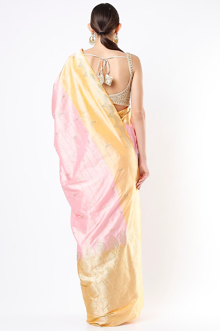 Multi-Colored Rangkat Dyed Wedding Saree Set by Taba Kashi By Artika Shah at Pernia's Pop Up Shop