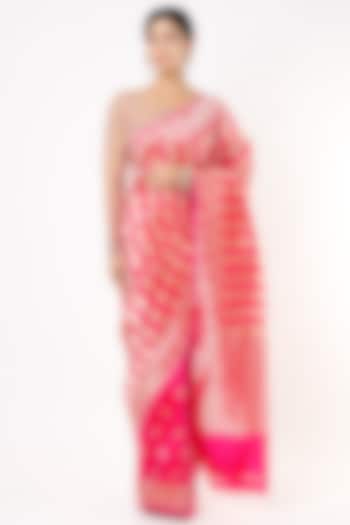Magenta Striped Saree Set by Taba Kashi By Artika Shah
