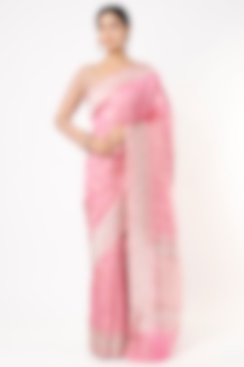 Blush Pink Pure Handloom Katan Silk Saree Set by Taba Kashi By Artika Shah