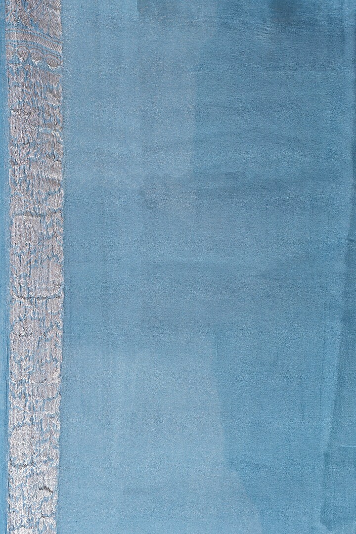 Blue Chiffon Embroidered Party Wear Saree Set by Taba Kashi By Artika Shah at Pernia's Pop Up Shop