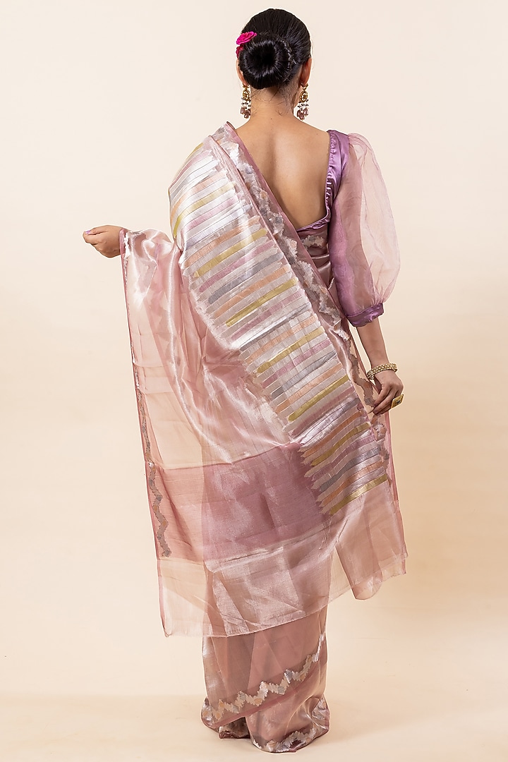 Light Pink Pure Tissue Party Wear Saree Set by Taba Kashi By Artika Shah at Pernia's Pop Up Shop